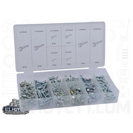 Huyett Hex Head Drill Screw Assort 200pc DISP-HDS200